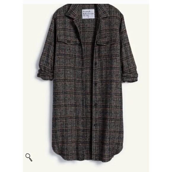 FRANK & EILEEN Sz M Medium Gavin Wool Blend Boucle Plaid Shirt Jacket - Picture 11 of 12